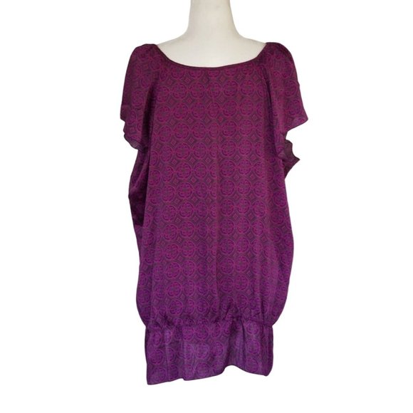 Mandala Print Top Womens Size 2X by Route 66 Purple Magenta - Picture 6 of 9